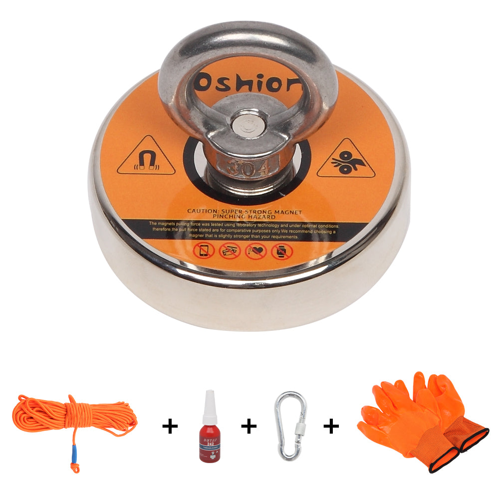 Magnet Fishing Kit with Strong Magnet for Pulling 550 lbs, Rope, Glove –