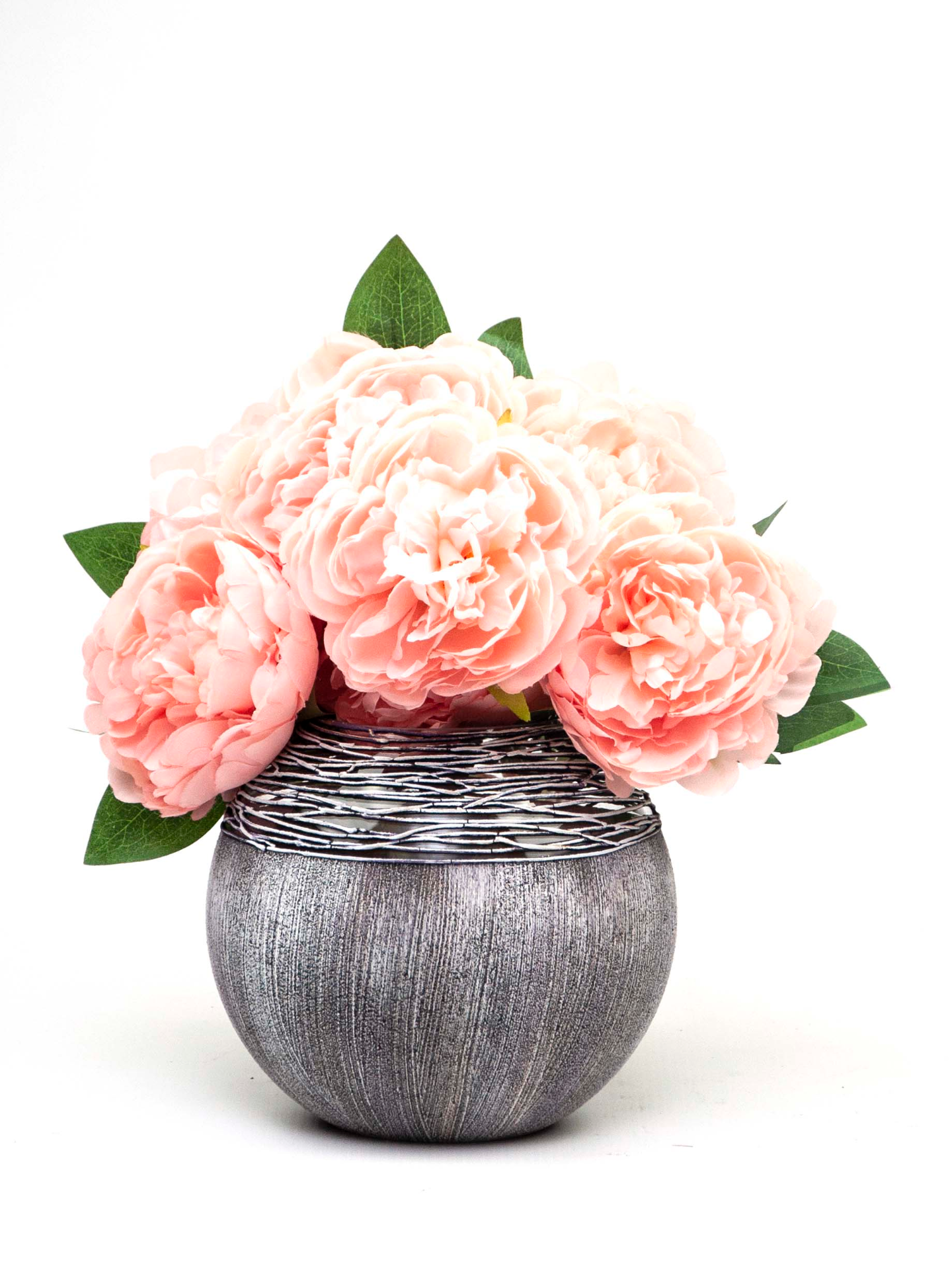 Art Decorated Gray Glass Vase for Flowers | Painted Art Glass Round Vase | Interior Design Home Room Decor | Table vase 6 inch | 5578/180/sh228