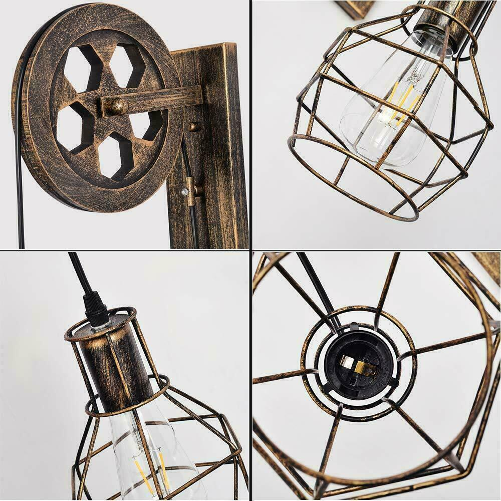 Brushed Copper Vintage Wheel Wall Light Retro Water Pipe Wall Lights Loft~1913