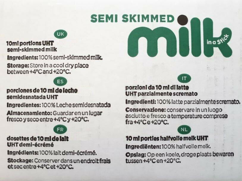 40x Semi Skimmed 10ml Milk Portions Sachets Lakeland