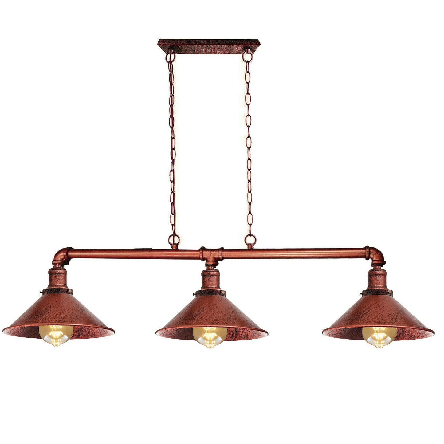 3 Way Vintage Cabin Metal Ceiling Pipe Light Steampunk Lamp Shades