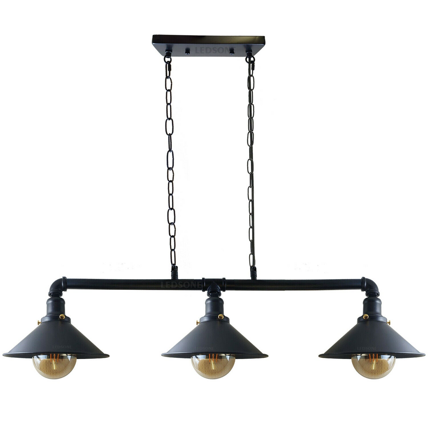 3 Way Vintage Cabin Metal Ceiling Pipe Light Steampunk Lamp Shades