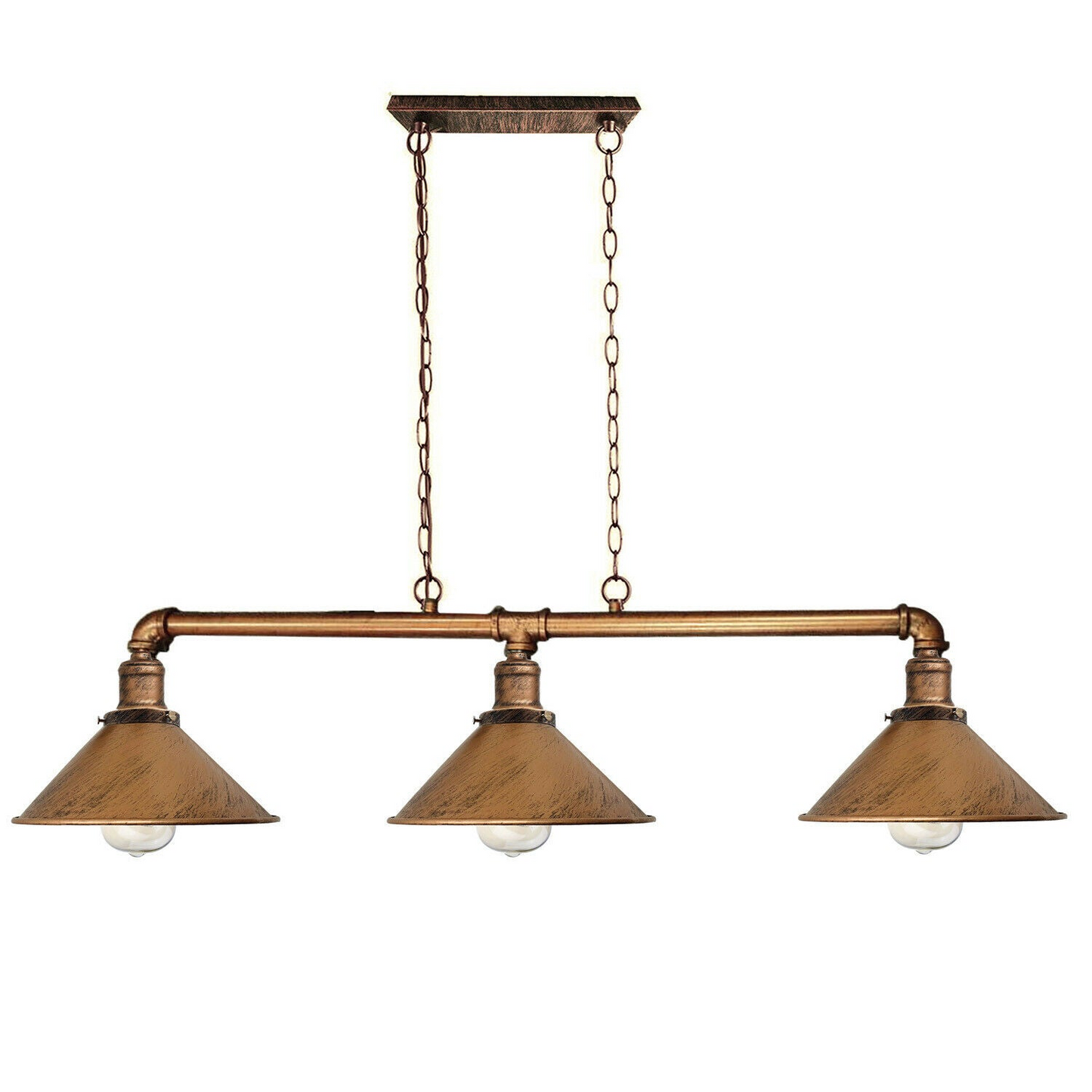 3 Way Vintage Cabin Metal Ceiling Pipe Light Steampunk Lamp Shades