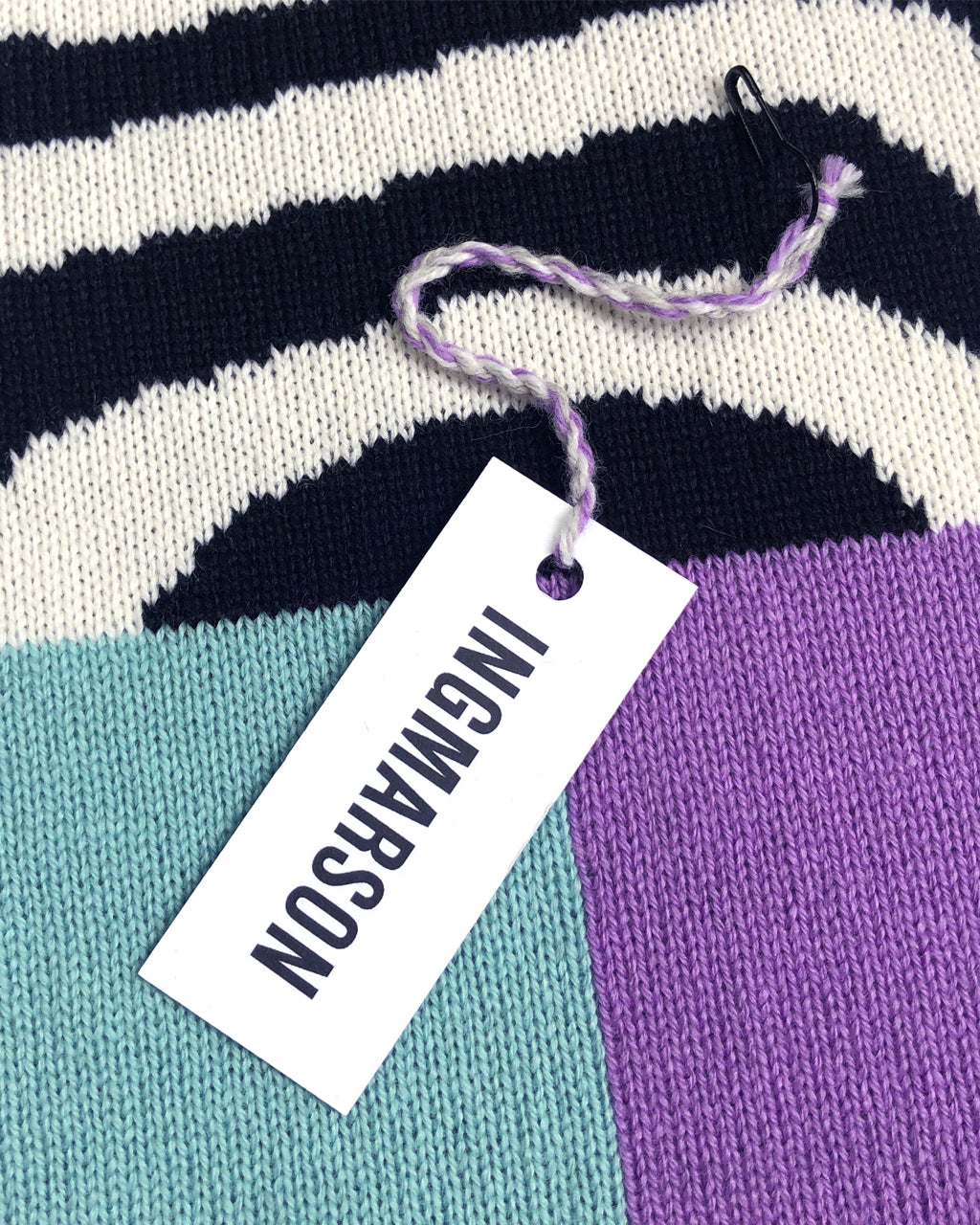 Shapes & Stripes Wool & Cashmere Scarf Lilac & Turquoise