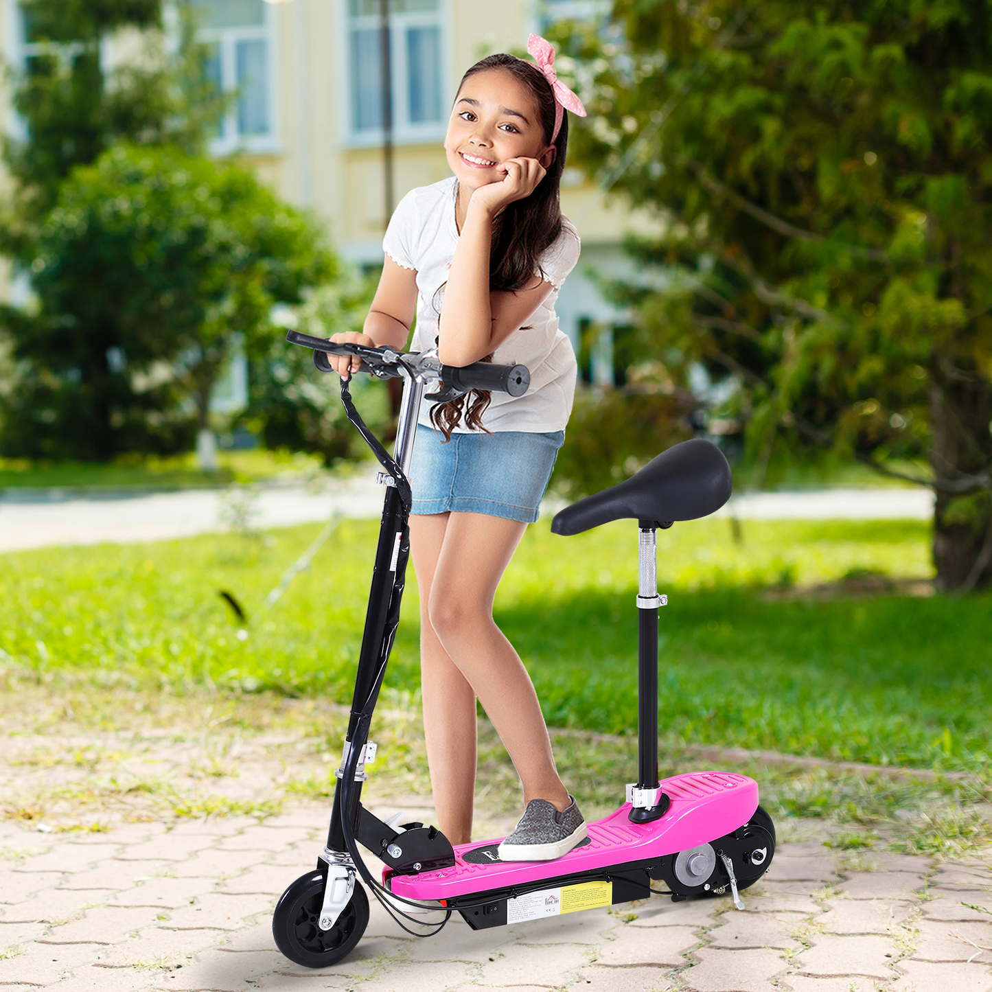 Outdoor Ride On Powered Scooter for kids Sporting Toy 120W 2 x 12V Battery - Pink