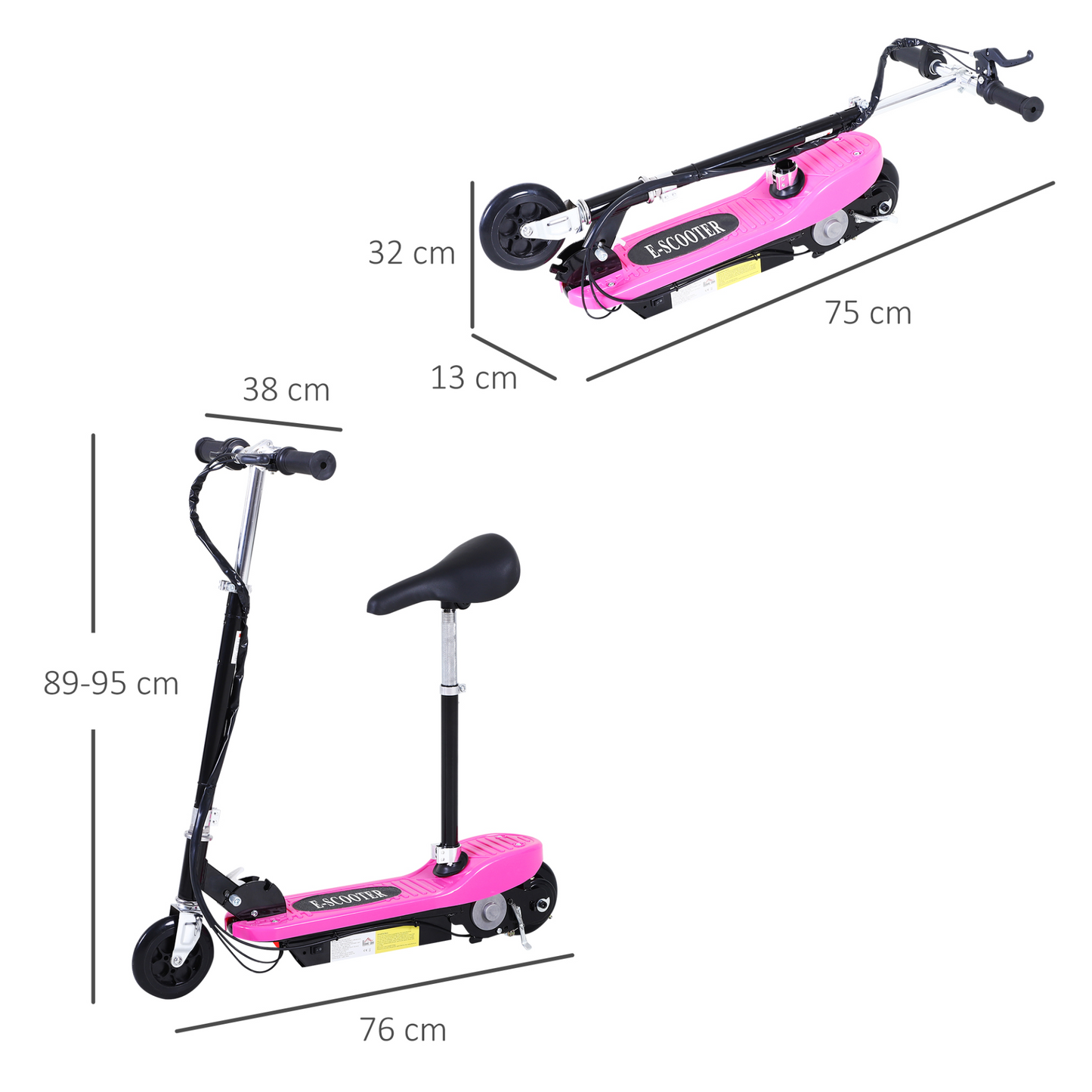 Outdoor Ride On Powered Scooter for kids Sporting Toy 120W 2 x 12V Battery - Pink