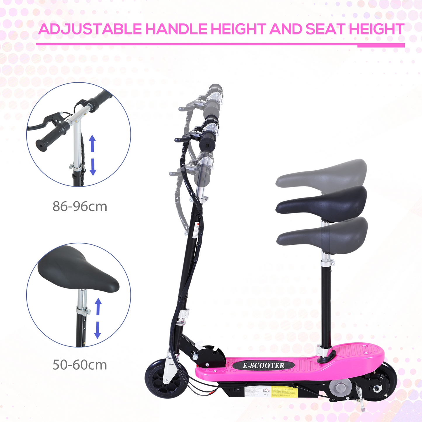 Outdoor Ride On Powered Scooter for kids Sporting Toy 120W 2 x 12V Battery - Pink