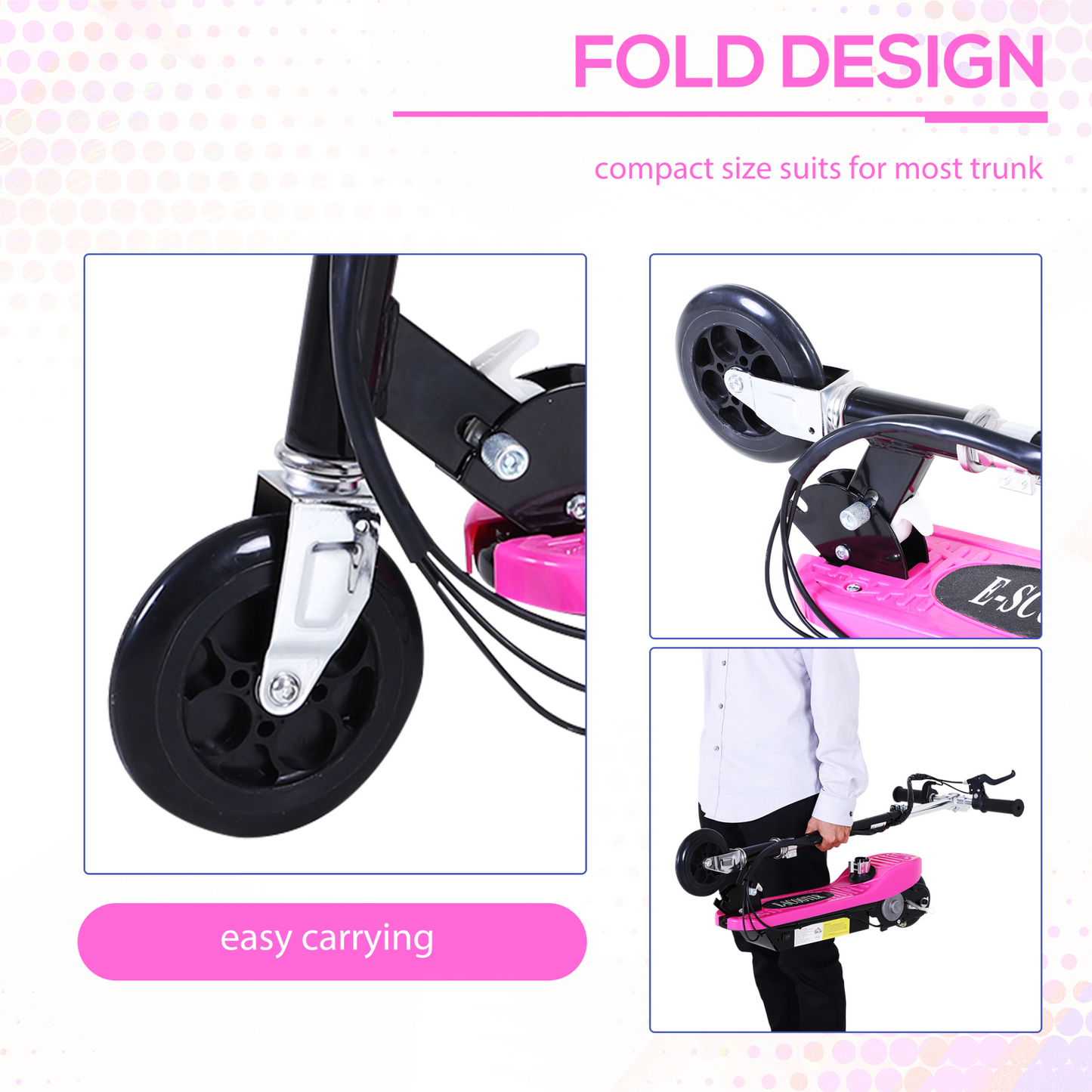 Outdoor Ride On Powered Scooter for kids Sporting Toy 120W 2 x 12V Battery - Pink