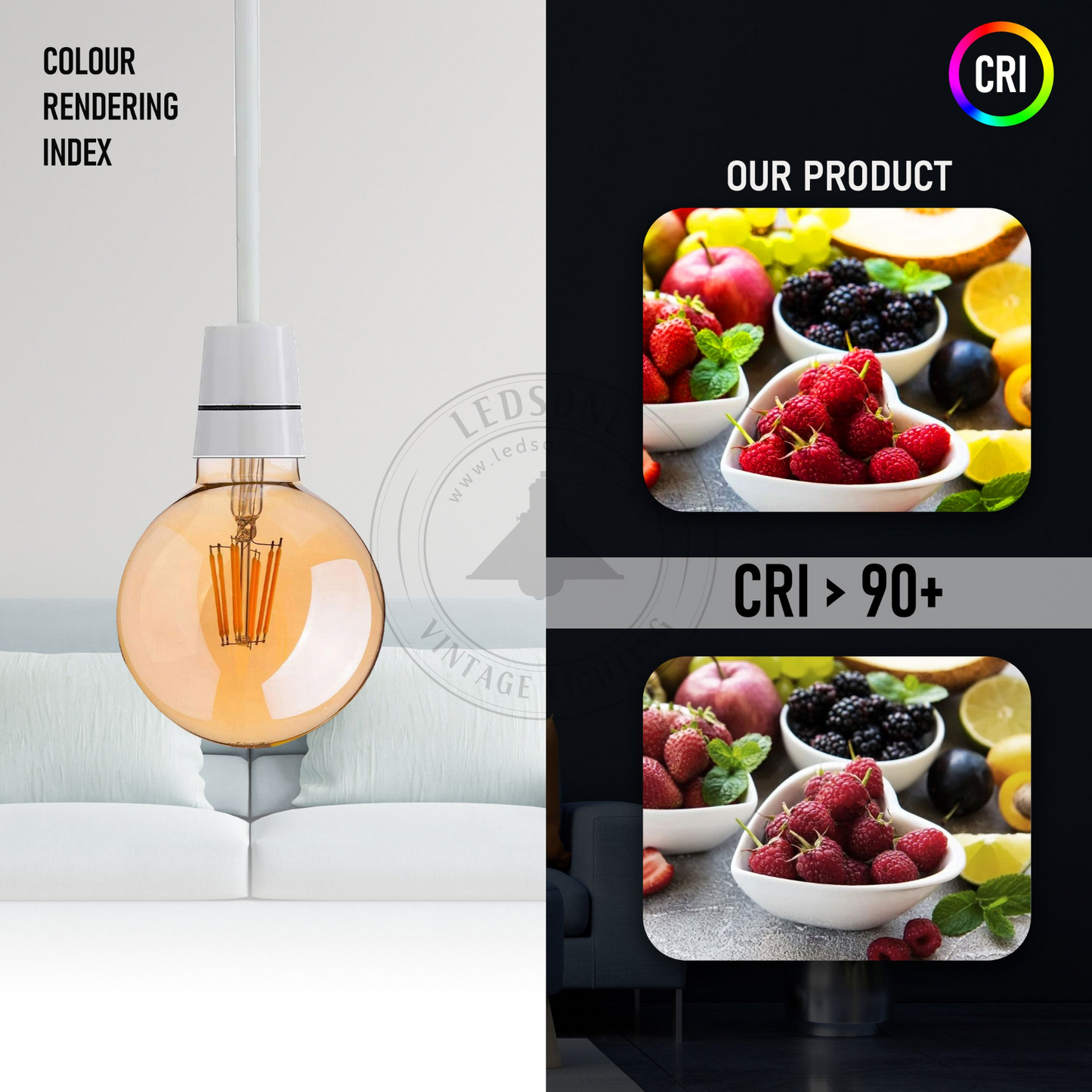 G95 B22 8W Dimmable Globe Vintage LED Retro Light Bulbs~3085