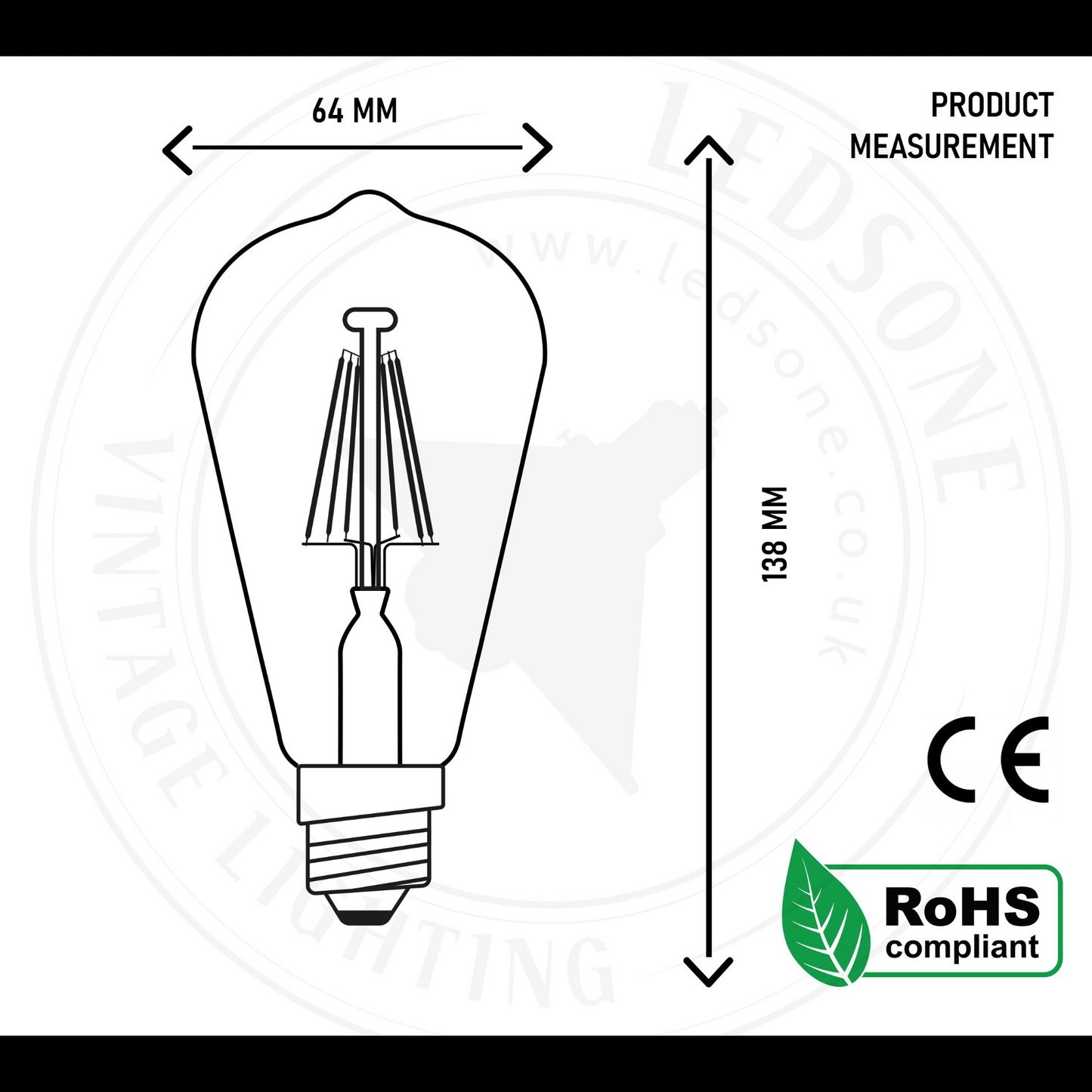 ST64 E27 Screw 6W Dimmable Vintage LED Retro Classic Filament Bulbs