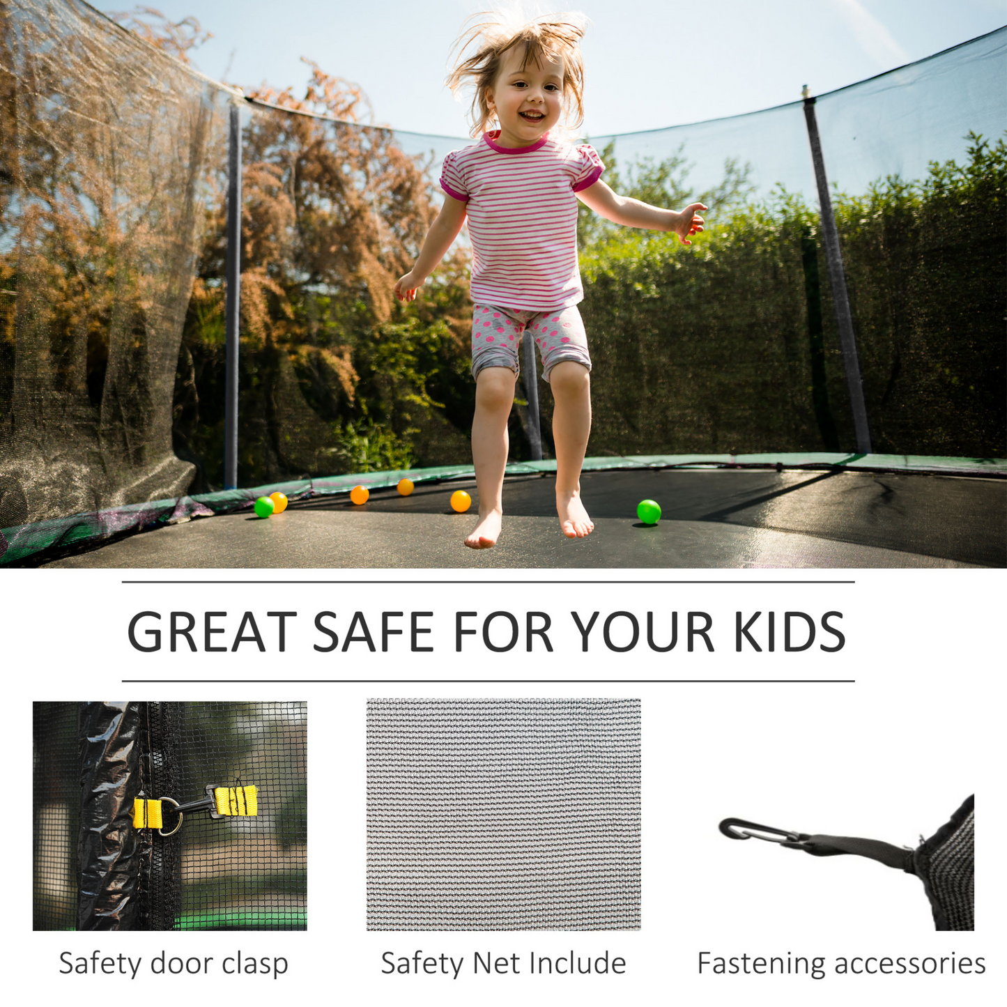 10ft Replacement Safety Trampoline Net with Enclosure