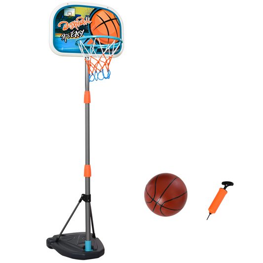 Kids Basketball Hoop and Stand Portable Basketball Stand Set w/ Ball Pump Netting Backboard Adjustable Height from 126 cm to 158 cm