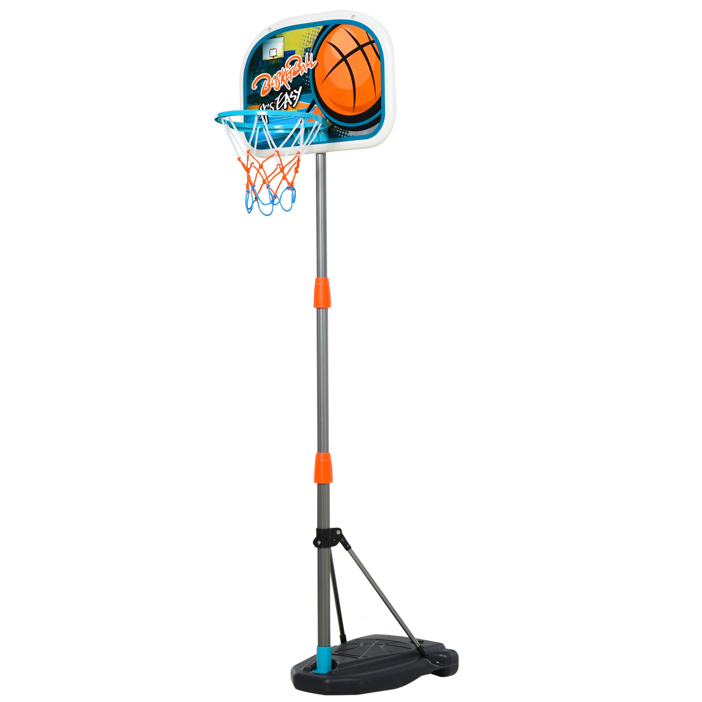 Kids Basketball Hoop and Stand Portable Basketball Stand Set w/ Ball Pump Netting Backboard Adjustable Height from 126 cm to 158 cm