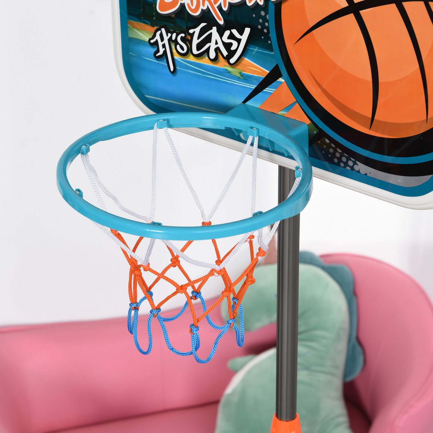 Kids Basketball Hoop and Stand Portable Basketball Stand Set w/ Ball Pump Netting Backboard Adjustable Height from 126 cm to 158 cm