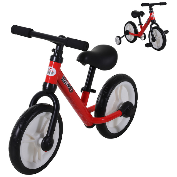 11 Inch Kids Balance Bike Training Pedal Bicycle W/ Removable Stabilizers EVA Tyres Adjustable Seat Height 2 to 5 Years Gift for Boys Girls Red