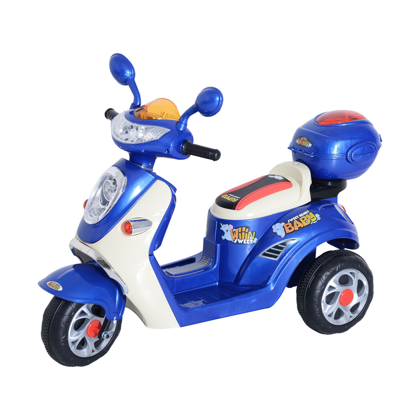 Kids Electric Ride On Toy Car Kids Motorbike Children Tricycle w/6V Chargeable Battery Headlight and Music for 3-5 Years (Blue)