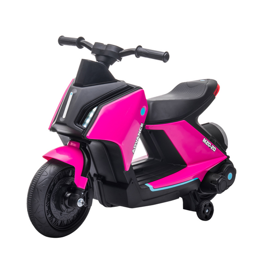 Modern 6V Kids Electric Motorbike Ride On Toy w/ Music Headlights Safety Training Wheels for Girls Boy 2-4 Years Pink