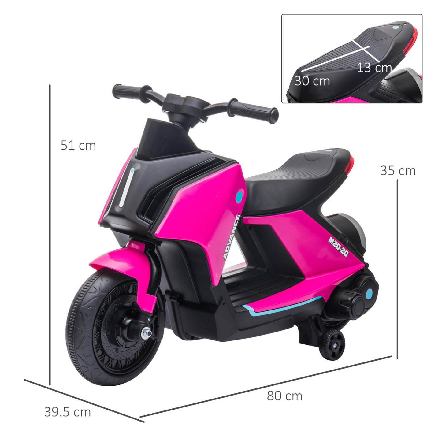 Modern 6V Kids Electric Motorbike Ride On Toy w/ Music Headlights Safety Training Wheels for Girls Boy 2-4 Years Pink