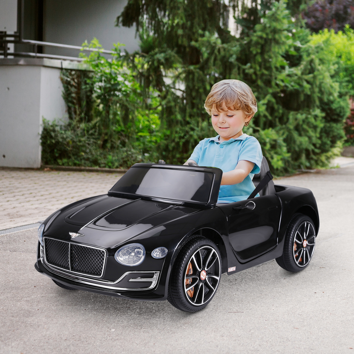 Bentley GT Electric Kids Ride On Car 12V Battery Powered Toy Two Motors with LED Light Music Parental Remote Control for 3 - 5 Years Black Bentley