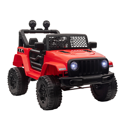 12V Battery-powered 2 Motors Kids Electric Ride On Car Truck Off-road Toy with Parental Remote Control Horn Lights Suspension Wheels for 3-6 Years Old Red