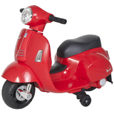 Licensed Vespa Ride On Motorcycle 6V Battery Powered Electric Trike Toys for 18-36 Months with Horn Headlight Red