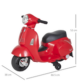 Licensed Vespa Ride On Motorcycle 6V Battery Powered Electric Trike Toys for 18-36 Months with Horn Headlight Red