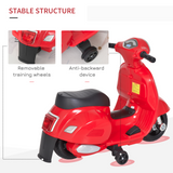 Licensed Vespa Ride On Motorcycle 6V Battery Powered Electric Trike Toys for 18-36 Months with Horn Headlight Red