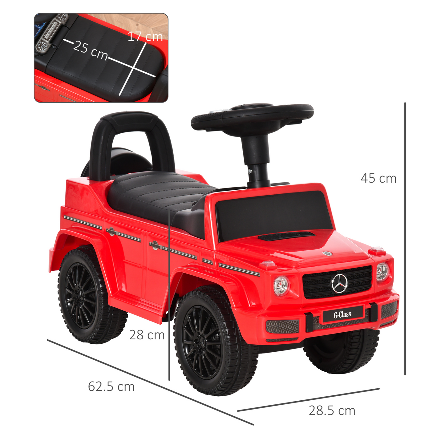 3 in 1 Kids Ride On Car G350 Licensed Foot To Floor Slider Toddler Push Along NO POWER Red 12-36 months