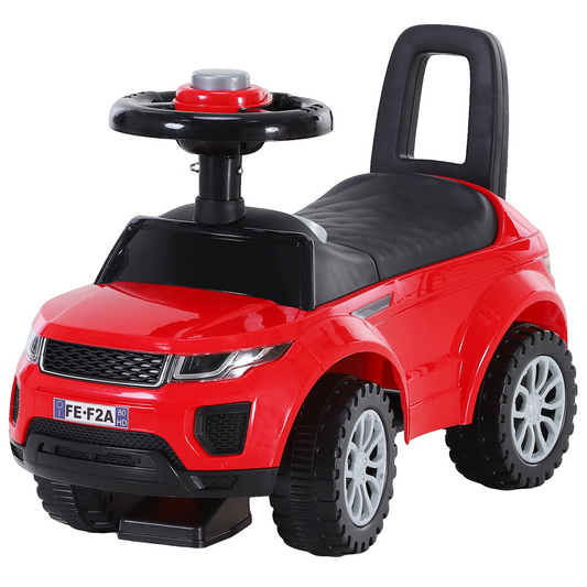 3-in-1 Ride On Car Foot To Floor Slider Toddler w/ Horn Steering Wheel NO POWER Manual Under Seat Storage Safe Design for 1-3 Year Old Red