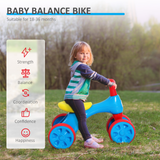 Balance Bike Toddler for Aged 1.5-3 Years Training Walker Smooth Rubber Wheels Ride on Toy Storage Bin Gift for Boys Girls Blue Red