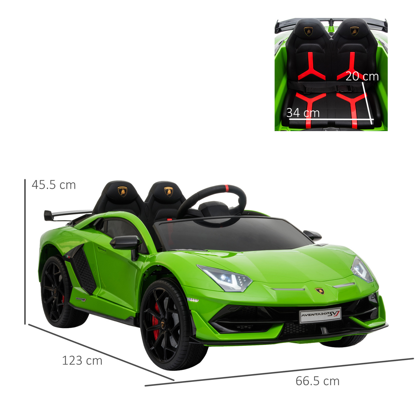 Lamborghini SVJ 12V Battery-powered 2 Motors Kids Electric Ride On Car Lamborghini Aventador Racing Car Toy with Parental Remote Control Music Lights Suspension Wheels for 3-8 Years Old Green