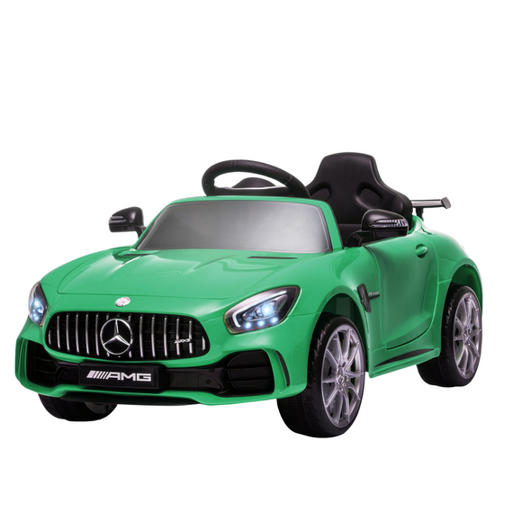 OFFICIALLY LICENSED MERCEDES BENZ AMG GTR 12v, 2 Motors Kids Electric Ride On Car GTR Toy with Parental Remote Control Music Lights MP3 Suspension Wheels for 3-5 Years Old Green