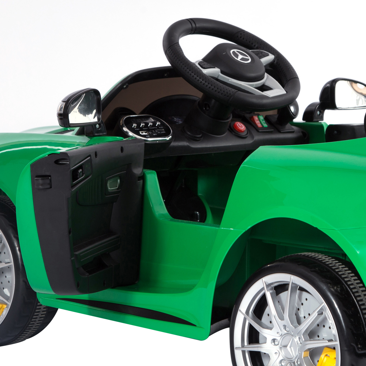 OFFICIALLY LICENSED MERCEDES BENZ AMG GTR 12v, 2 Motors Kids Electric Ride On Car GTR Toy with Parental Remote Control Music Lights MP3 Suspension Wheels for 3-5 Years Old Green