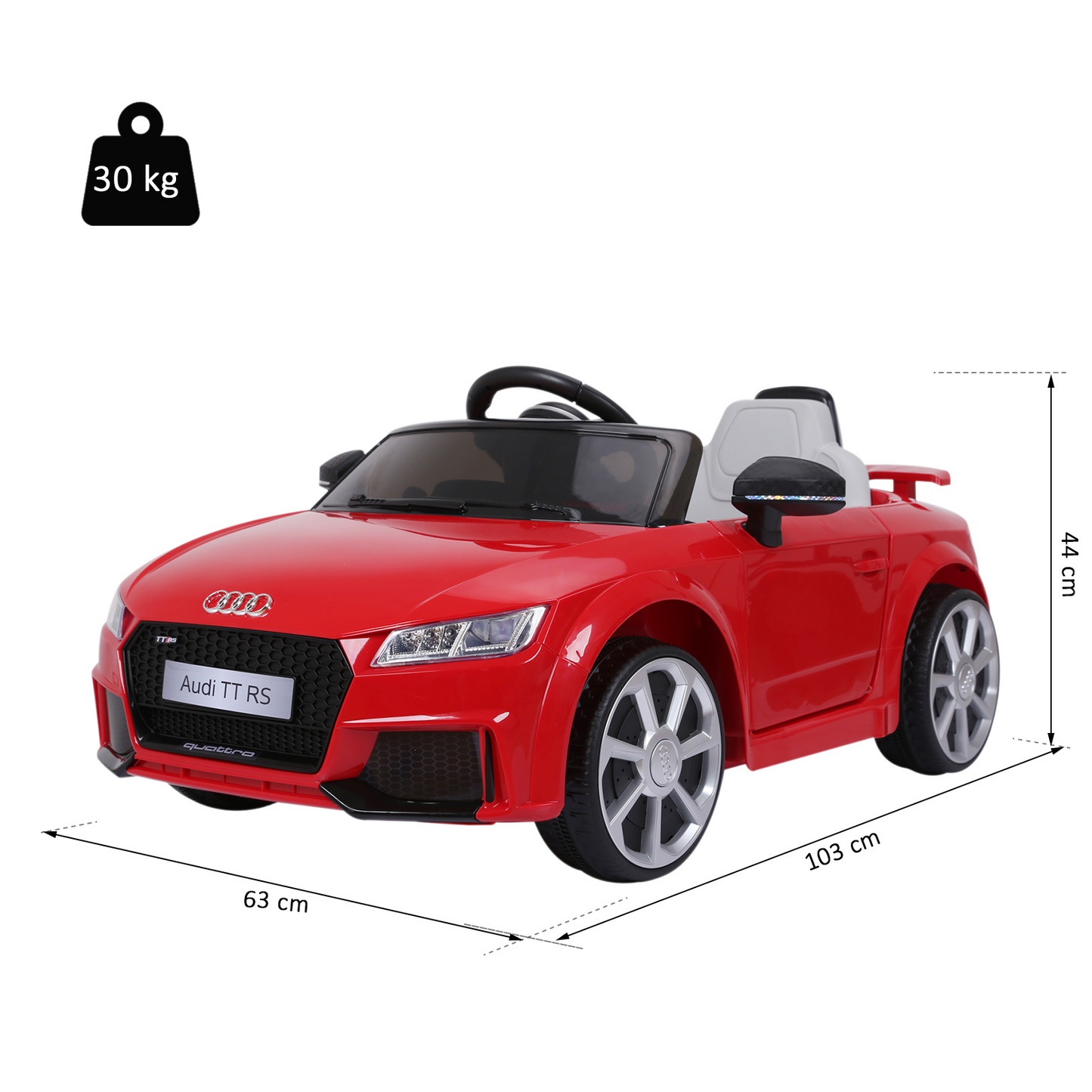 Audi TT 12V Rechargeable Battery Ride On Car w/ Remote Forward Reverse Lights Horn MP3 Player Red w/ Seat Belt Audi TT