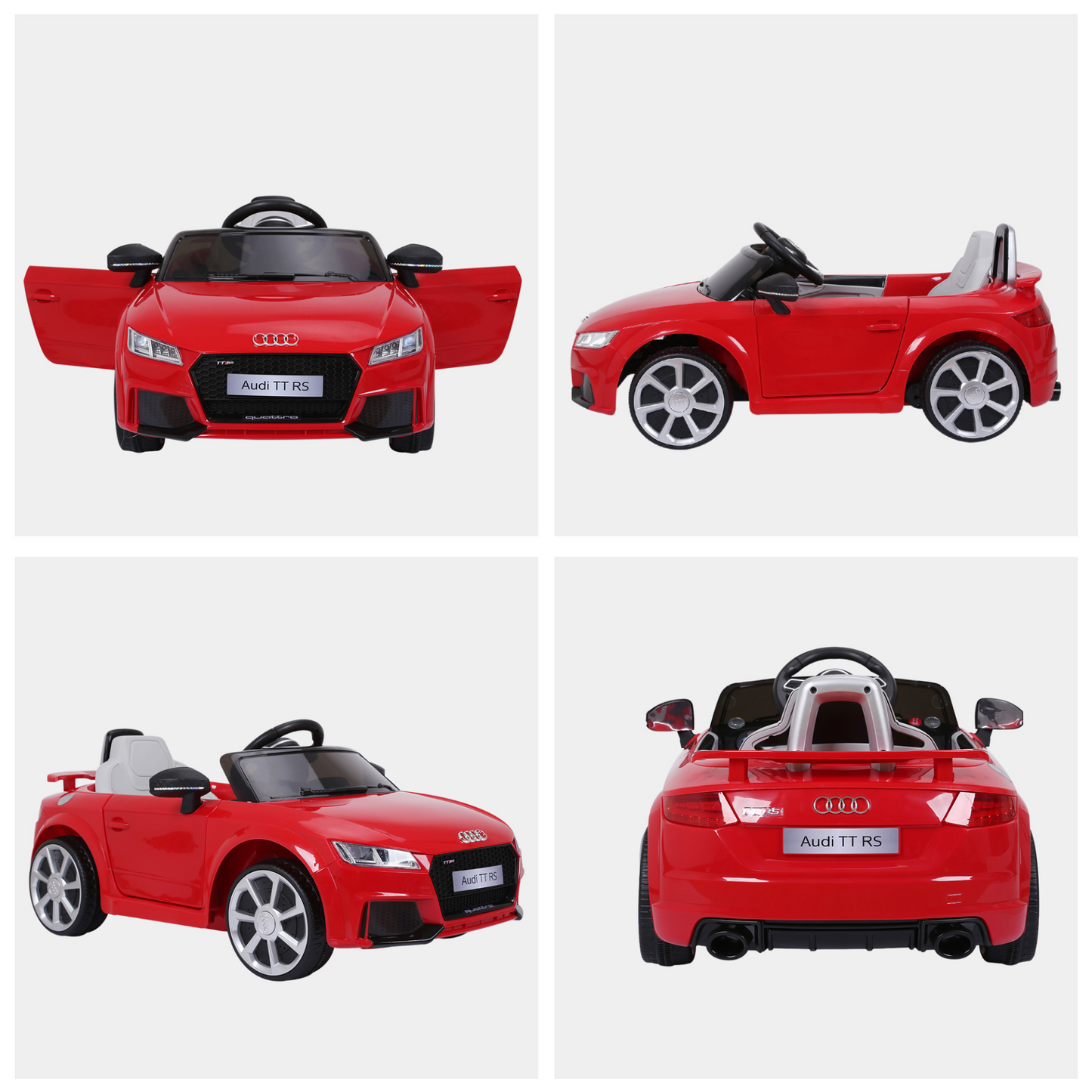 Audi TT 12V Rechargeable Battery Ride On Car w/ Remote Forward Reverse Lights Horn MP3 Player Red w/ Seat Belt Audi TT