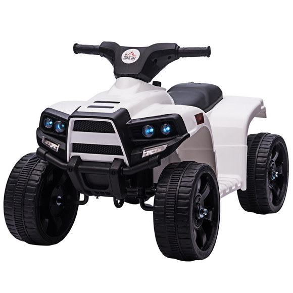 6V Kids Electric Ride on Car ATV Toy Quad Bike With Headlights for Toddlers 18-36 months White