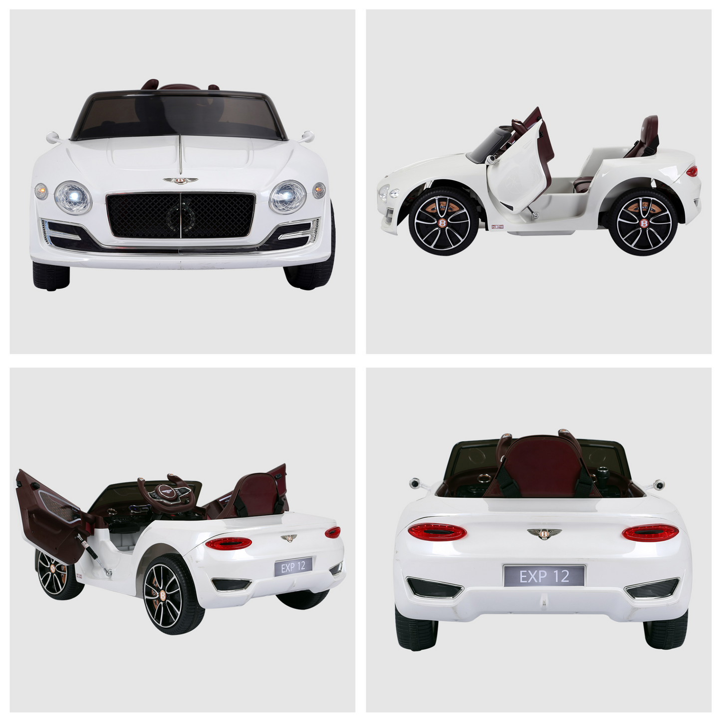 Bentley GT 12V Kids Children Electric Ride-on Car Twin Motors with LED Lights Music Parental Remote Control White