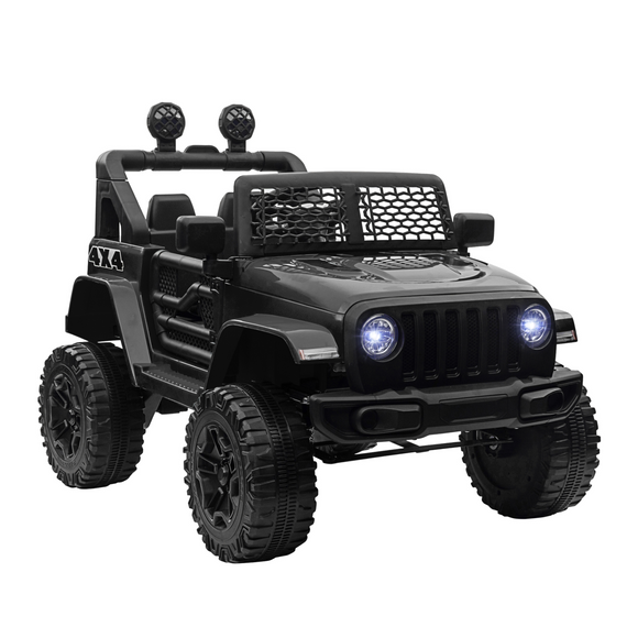 12V Battery-powered 2 Motors Kids Electric Ride On Car Truck Off-road Toy with Parental Remote Control Horn Lights Suspension Wheels for 3-6 Years Old Black