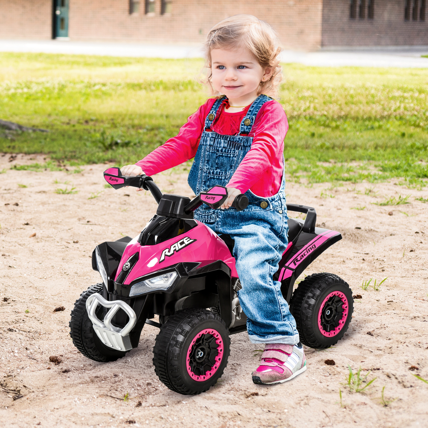 Toddler Kids Ride On Car Walker Foot To Floor Slider w/ Music Lights NO POWER Manual for 18 - 36 Months Pink