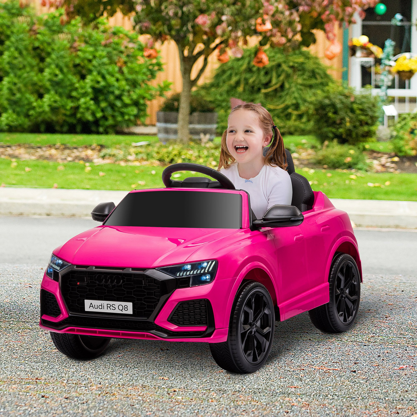 Audi RS Q8 6V Kids Electric Ride On Car RS Q8 Licensed Toy Car with Remote Control Music Lights USB MP3 Bluetooth for 3-5 Years Old Pink