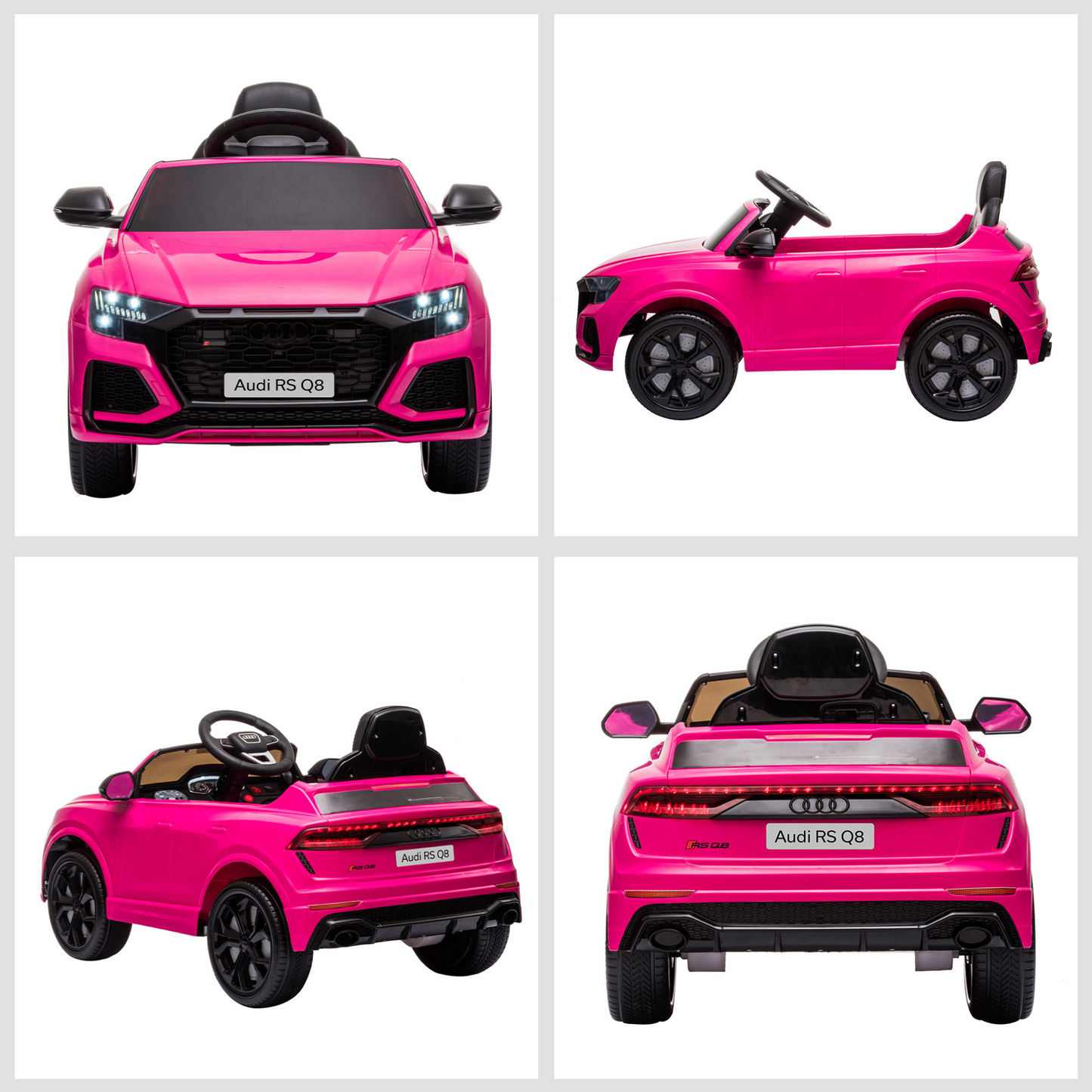 Audi RS Q8 6V Kids Electric Ride On Car RS Q8 Licensed Toy Car with Remote Control Music Lights USB MP3 Bluetooth for 3-5 Years Old Pink