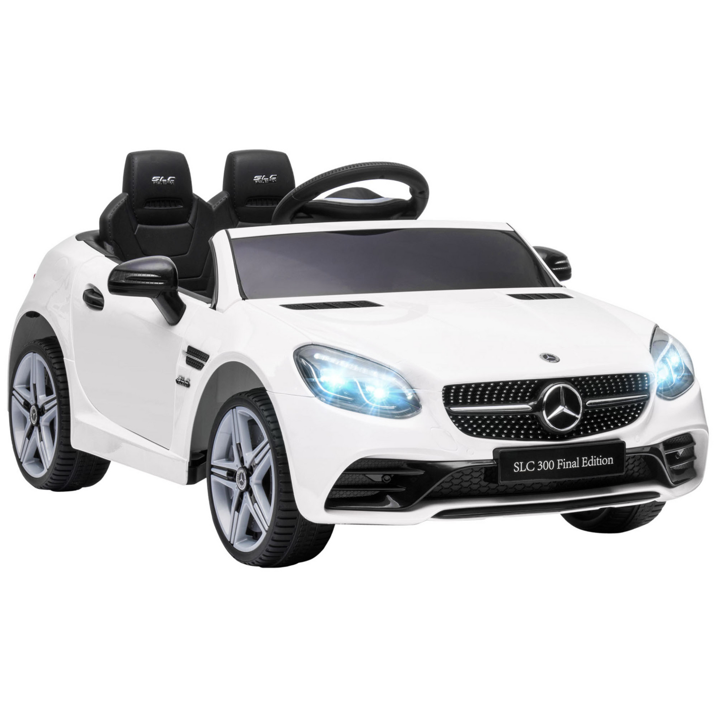 Mercedes Benz SLC 300 Licensed 12V Kids Electric Ride On Car with Parental Remote Two Motors Music Lights Suspension Wheels for 3-6 Years White