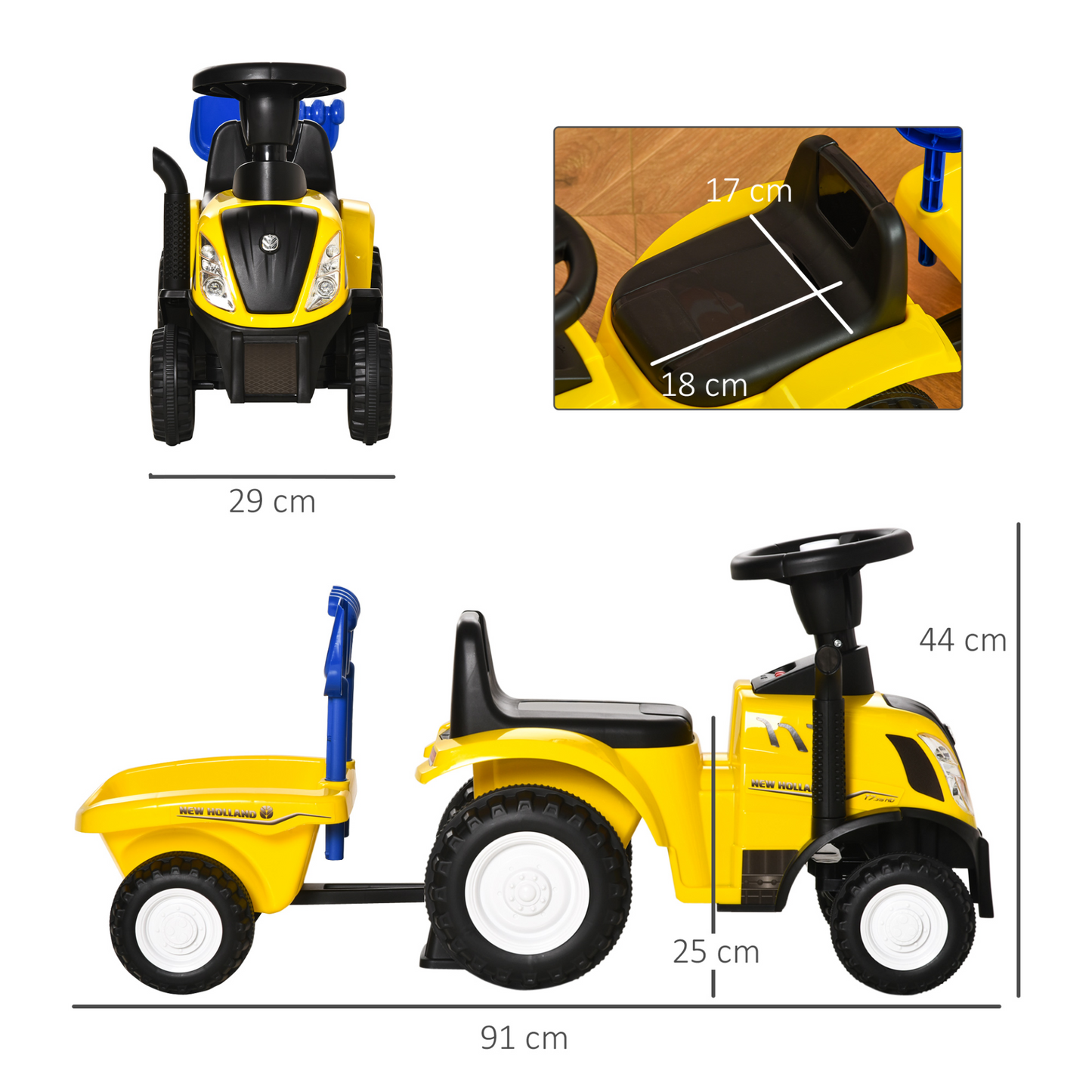 Ride On Tractor Toddler Walker Foot To Floor Slider w/ Horn Storage Steering Wheel for 12-36 Months Yellow