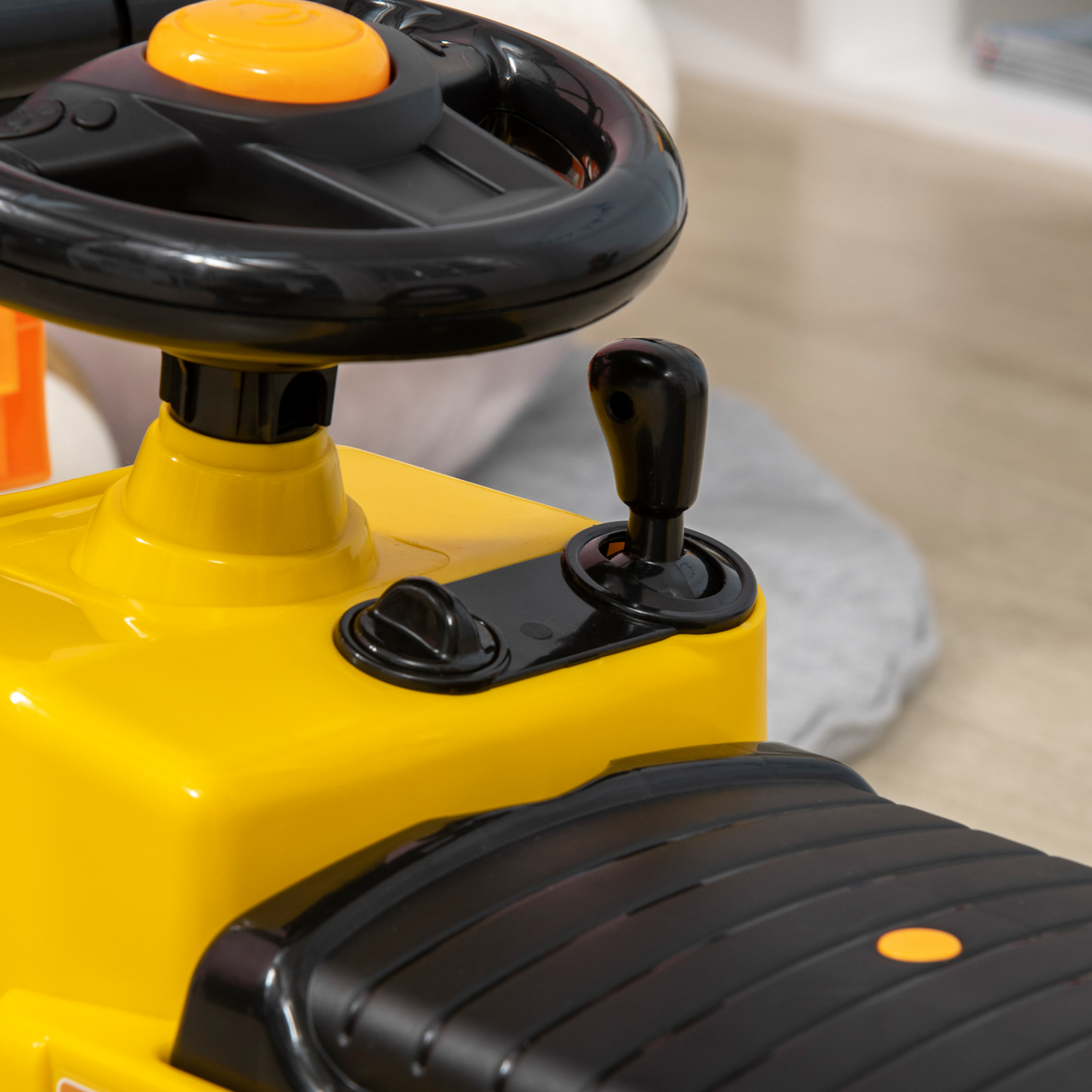 Kids Ride on Forklift Truck w/ Fork and Tray, Ride-On Tractor w/ Under Seat Storage, Treaded Wheels, No Power Design