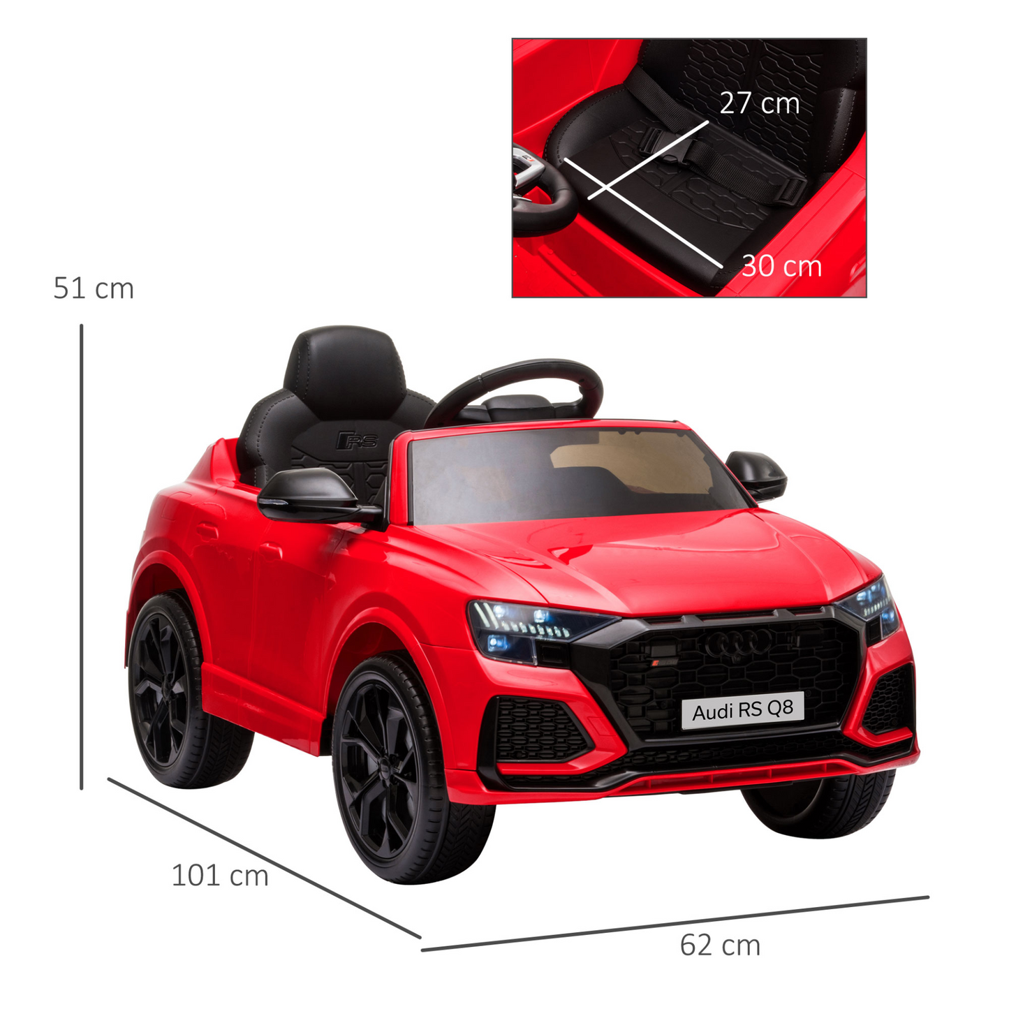 Audi RS Q8 6V Kids Electric Ride On Car RS Q8 Licensed Toy Car with Remote Control Music Lights USB MP3 Bluetooth for 3-5 Years Old Red