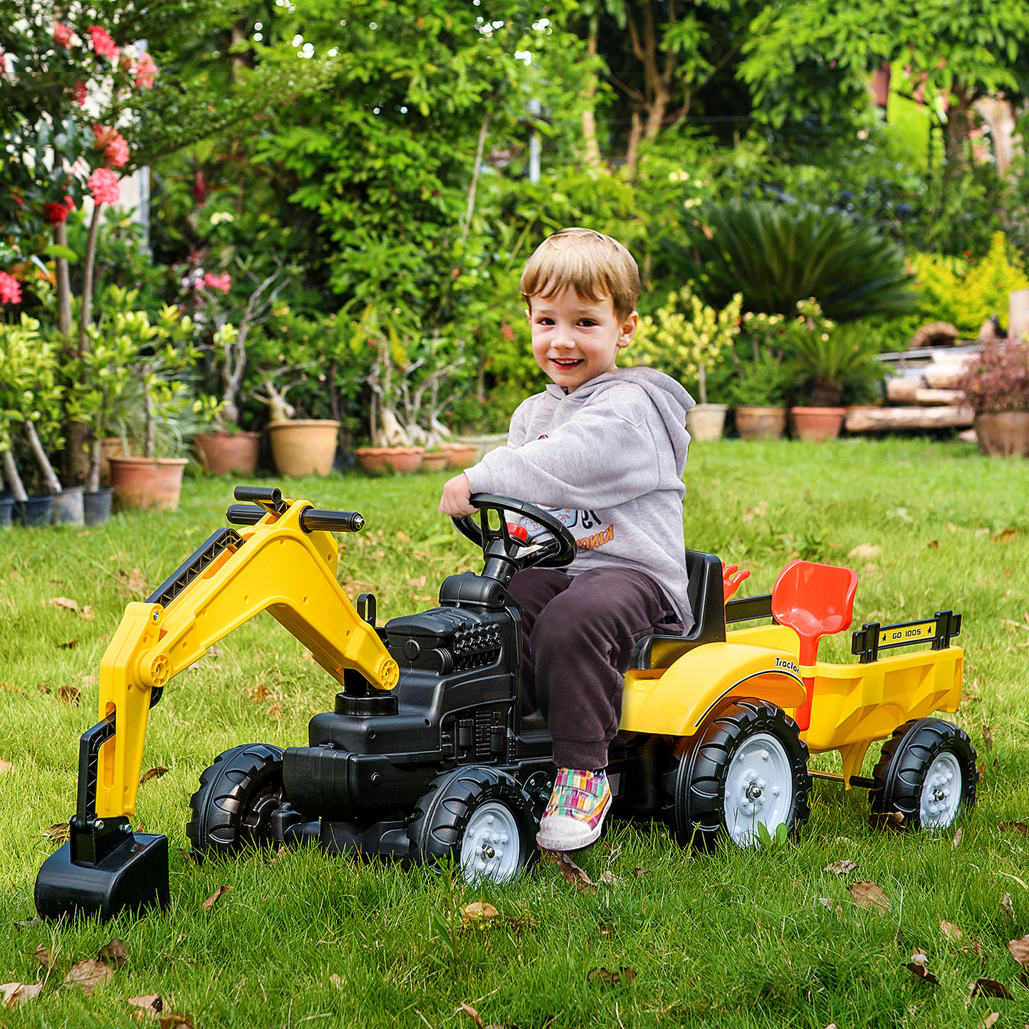 Pedal Go Kart Children Ride On Digger Tractor Toy Car Excavator For 3 - 6 Years