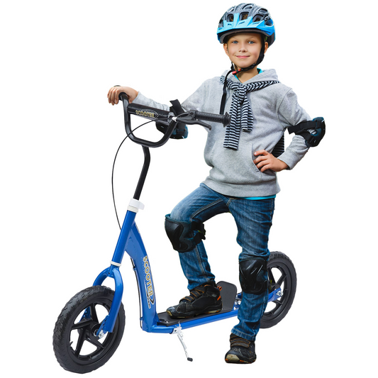 Teen Push Scooter Kids Children Stunt Scooter w/ 12" EVA Tyres, Blue