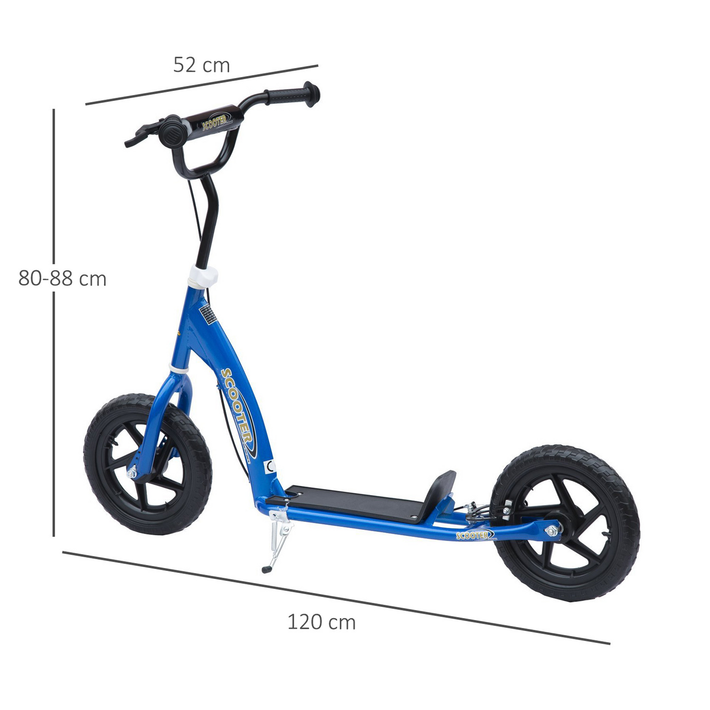 Teen Push Scooter Kids Children Stunt Scooter w/ 12" EVA Tyres, Blue