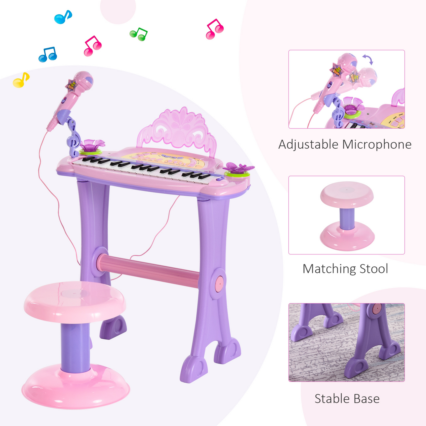 32 Keys Kids Mini Electronic Keyboard Musical Instrument Educational Game Toy Children Grand Piano Stool Micropho