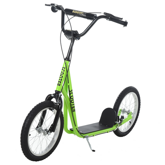 Teen Kids Stunt Scooter Children Kick Scooter Adjustable Handlebar 2 Brakes Ride On 16 Inch Rubber Tyres Green